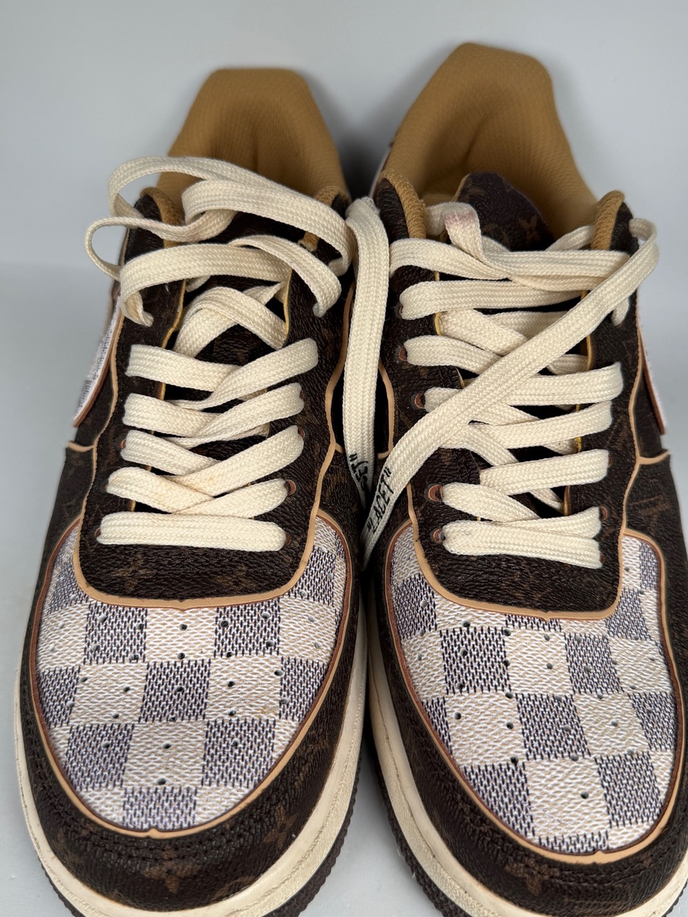Louis Vuitton x Nike Air Force 1 Low Virgil Abloh LV Monogram Damier Azur Rare - Picture 10 of 14